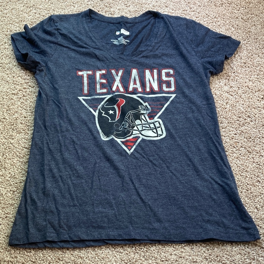 Houston Texans Dark Blue Sz Medium Short Sleeve VNeck Fitted Top Shirt NFL
